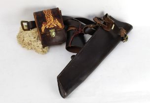 Archery equipment - a leather archery quiver with Celtic pouch etc.