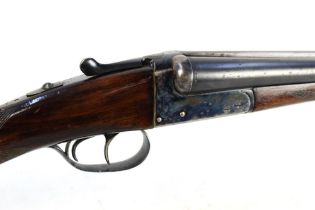 An AYA 12 bore side by side shotgun, with 28" barrels, half and three quarter choke 70 mm, chambers,