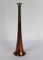 Swaine & Adeney a copper and silver plate hunting horn, length 23.5 cm, 5.