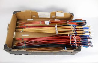 Archery equipment - Fifty two assorted archery longbow arrows.