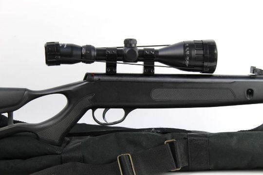 A Hatsan Striker cal 22 break barrel air rifle, with black synthetic stock, - Image 1 of 2