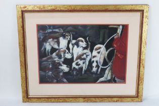 Shirley Shackleton a pastel on board of The Blencathra Foxhounds, 36 x 54 cm, framed and mounted,