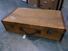 Vintage hide covered suitcase,