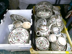 Two boxes of Indian Tree tea and dinnerware