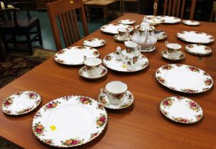 Royal Albert Old Country Roses part tea and dinner set including teapot, cake stand,