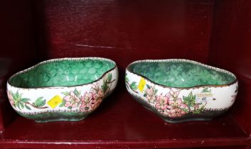 Pair of Maling lustre Azalea pattern bowls