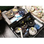 Two boxes of fishing reels and accessories - Flayden Power 100 reels and Rimfly 2 reels