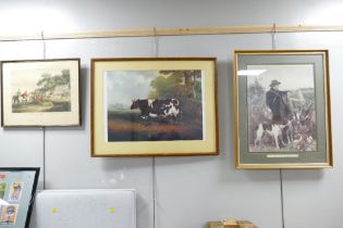 Collection of three hunting prints to include "The English Gamekeeper", "Fox Hunting,