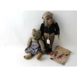 Vintage Teddy bear and monkey