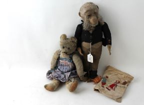 Vintage Teddy bear and monkey