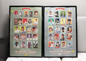 Two large framed sets of legendry baseball players, framed,