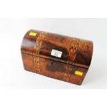 Inlaid dome top wooden box with metal liner