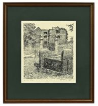 Alfred Wainwright (1907-1991), Eyam Hall, original pen and ink drawing,