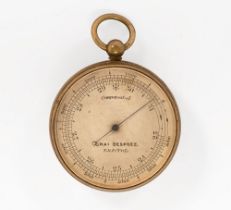 An antique pocket barometer by Charles Desprez of Bristol. Diameter 5 cm.