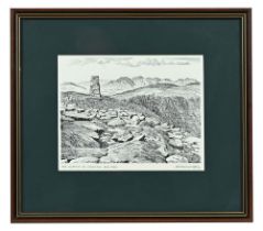 Alfred Wainwright (1907-1991), The Summit of Coniston Old Man, original pen and ink drawing,