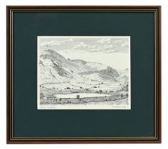 Alfred Wainwright (1907-1991), Little Langdale, original pen and ink drawing,