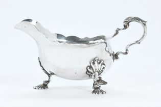 A George III silver sauce boat by William Sampel London 1769, 304 grams.