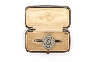 A Royal Engineers George VI diamond set sweetheart brooch,