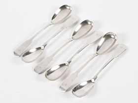 A set of six early Victorian Perth silver condiment spoons by Robert Keay, four marks - eagle, RK,
