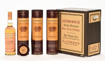 A collection of three bottles of Glenmorangie single malt Scotch whisky, 10 years old, 40% vol.