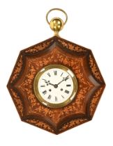 A late 19th century rosewood marquetry wall clock,