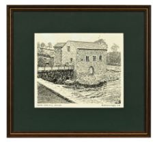 Alfred Wainwright (1907-1991), Heron Corn Mill, Beetham, original pen and ink drawing,