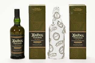 Two bottles of Ardbeg Uigeadail The Ultimate single Islay malt Scotch whisky, 54.2% vol. 70 cl.