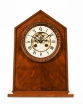 An early 20th century mahogany eight day movement mantel clock,