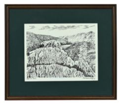 Alfred Wainwright (1907-1991), an original pen and ink drawing "Brund Fell",