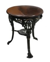 A commemorative cast iron pub table,