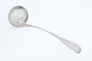 A late George III/George IV Aberdeen silver soup ladle by William Jameson, circa 1820, oar pattern,