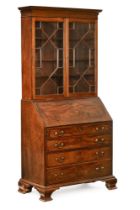 A George III mahogany bureau bookcase, in two sections,