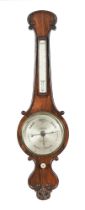 A 19th century rosewood wheel barometer, signed A Abraham & Co,