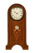 An Art Nouveau inlaid mahogany mantel clock,