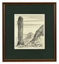 Alfred Wainwright (1907-1991), Bwlch Glas, Snowdon, original pen and ink drawing,