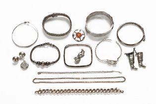 A miscellaneous collection of silver and other jewellery, including bangles etc.