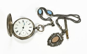 An AM Watch company Hillside Waltham Massachusetts engraved Hunter pocket watch,