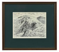 Alfred Wainwright (1907-1991), Brim Fell, original pen and ink drawing,