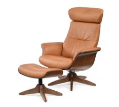 Conform a Timeout chair, in Jesolo Cognac leather and walnut wood,