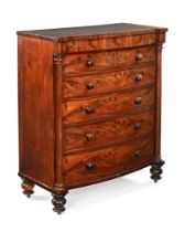 A Victorian flame mahogany Scotch chest,