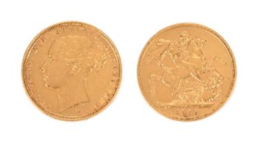 A Victorian gold sovereign 1885 (see illustration).