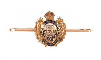 A 9 ct gold and enamelled Royal Engineers brooch, George VI, 5.