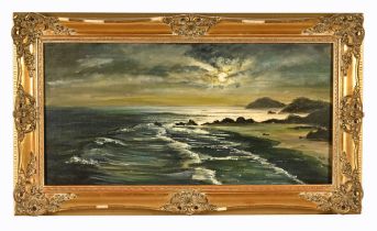 Clune (20th century), coastal view at dusk, signed lower right dated '72, oil on canvas.