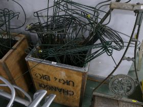 Quantity of green metal garden spikes etc (Tea Chest Not Included)