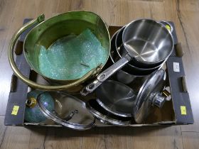 Collection of pans and coal bucket