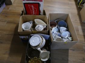 Three boxes of china and glassware