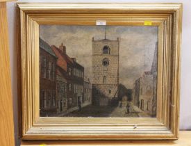 Framed oil painting of Old Keswick signed P Shepherd,