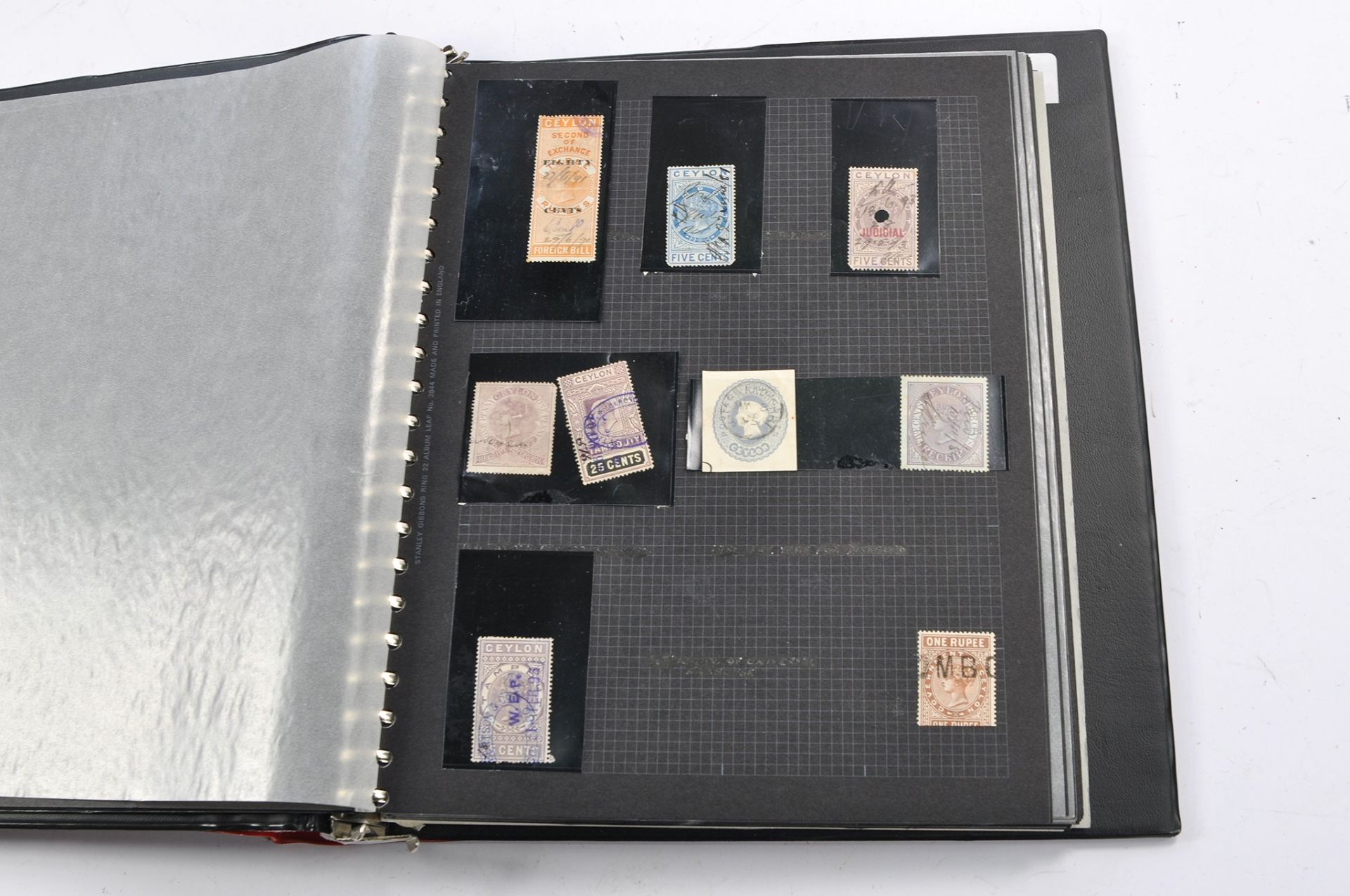 Stamps interest comprising large album of High Value Ceylon Stamps from 19th Century - Queen - Image 11 of 15
