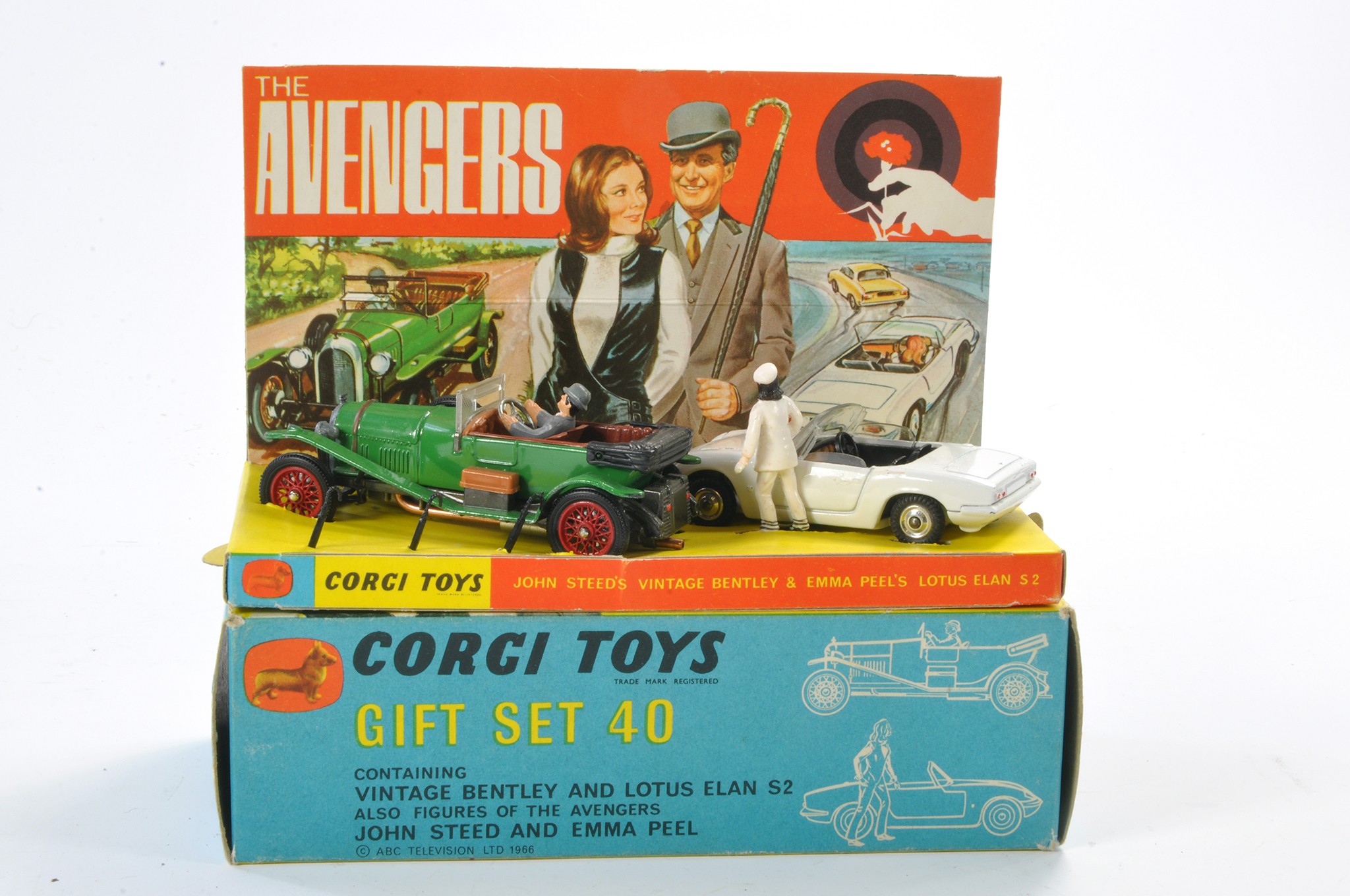 Corgi No. GS40 The Avengers Gift Set including John Steed's" Vintage Bentley. Green, with brown