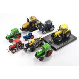 Farm Model Interest comprising an assortment of 8 Model Tractors from various makers. Some minor